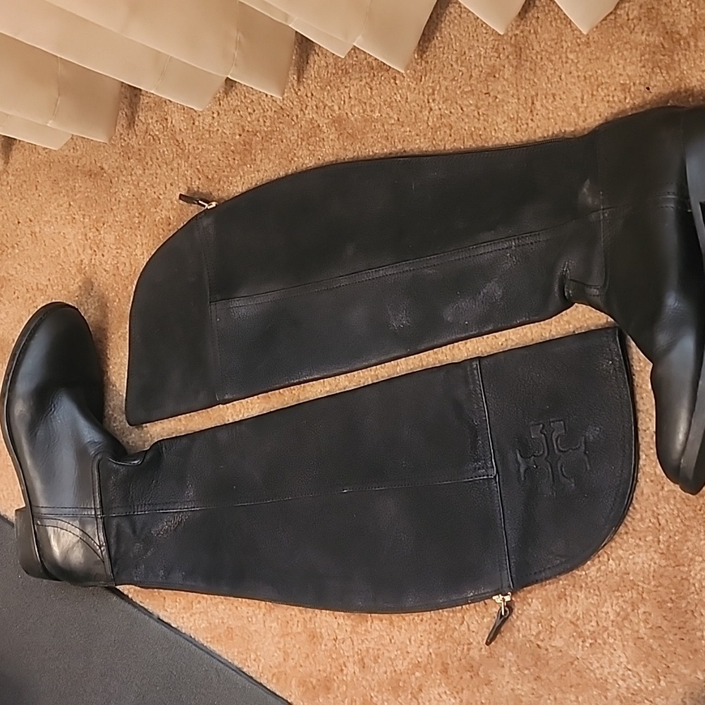 Tory Burch Simone Suede+Leather Over the Knee Boots - Picture 11 of 14